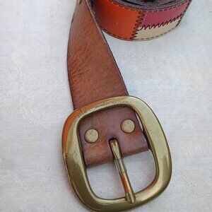 Lucky Brand 28' Multicolor Patchwork And Color Block Leather Belt.